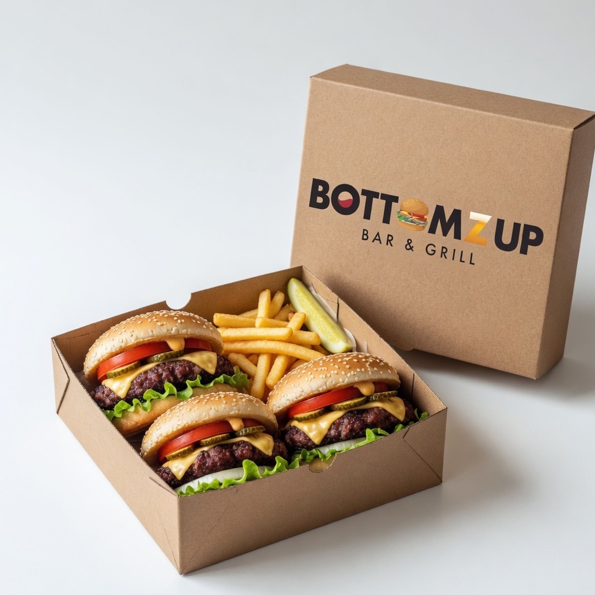 Bottomz Up burger catering box